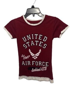 United States Air Force Maroon Kids Ringer Tee Medium